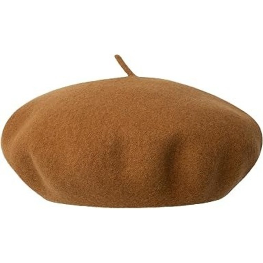 Halogen Beret Cap Women's One Size Camel Beige 100% Wool Classic Winter Hat